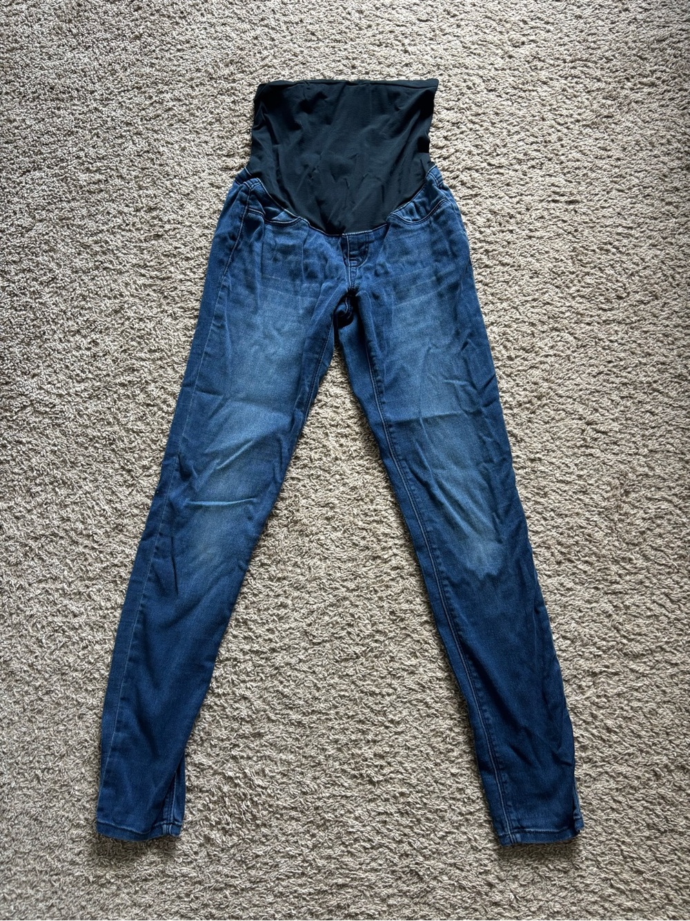 1822 Denim Dark Blue Maternity Skinny Jeggings with Black Support Panel